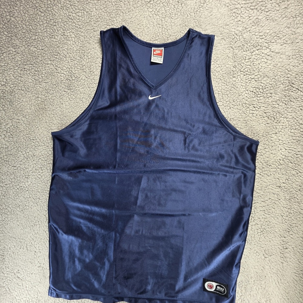 Vintage Nike Men's LRG Sleeveless Basketball Mesh Jersey Center Swoosh Blue Y2K - Picture 4 of 8